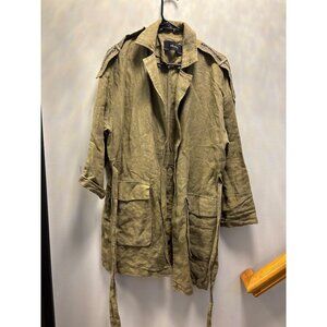Zara Basic Womens Khaki Military Style Jacket M Cotton Blend